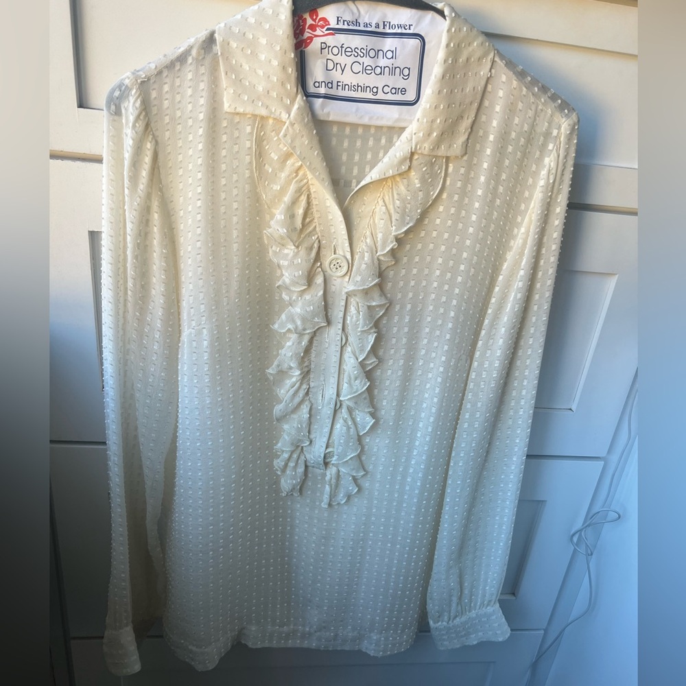 Tory Burch Cream Silk Ruffled Blouse with camisole